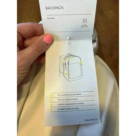 All In Motion Travel 15-inch Laptop Backpack for Work School, Off White - Picture 9 of 9